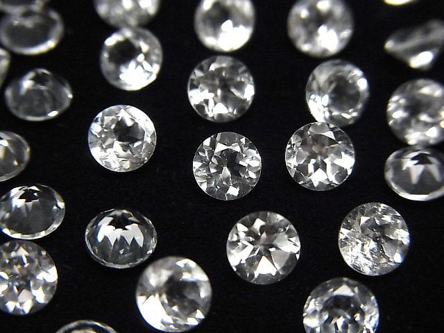 [Video] High Quality White Topaz AAA Loose stone Round Faceted 5x5mm 5pcs