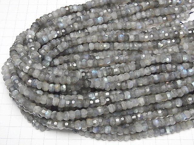 [Video] Labradorite AA++ Rough Button-Faceted Nugget 7x7x4mm half or 1strand beads (aprx.15inch / 37cm)