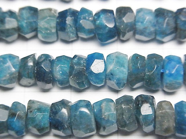 [Video] Blue Apatite AA+ Rough Button-Faceted Nugget 8x8x4mm half or 1strand beads (aprx.15inch / 36cm)