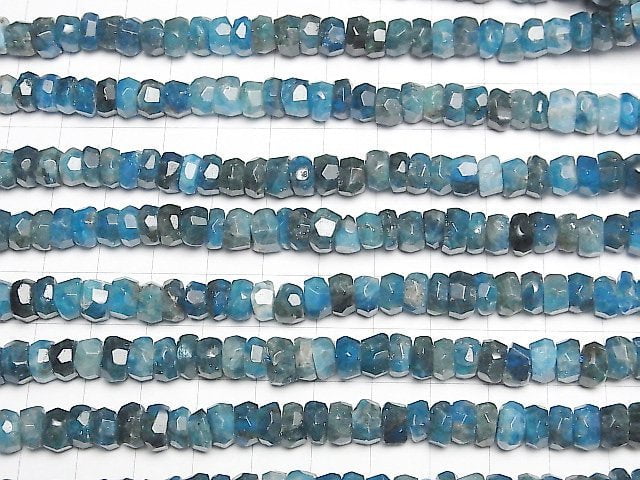 [Video] Blue Apatite AA+ Rough Button-Faceted Nugget 8x8x4mm half or 1strand beads (aprx.15inch / 36cm)