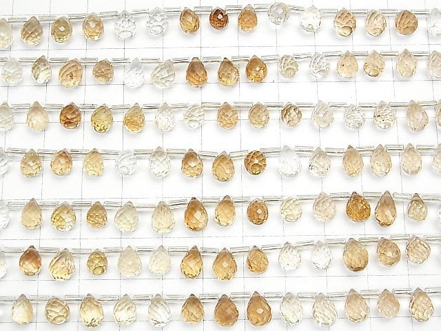 [Video] High Quality Brown Topaz AAA Drop Faceted Briolette half or 1strand beads (aprx.7inch / 18cm)