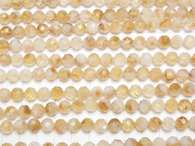 [Video] High Quality! Bi-color Citrine AA+ 64Faceted Round 8mm half or 1strand beads (aprx.15inch / 37cm)