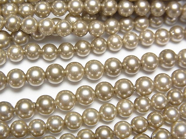 [Video] Shell Pearl Champagne Gold Round 4mm 1strand beads (aprx.15inch / 37cm)