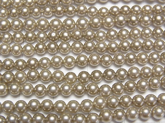 [Video] Shell Pearl Champagne Gold Round 4mm 1strand beads (aprx.15inch / 37cm)