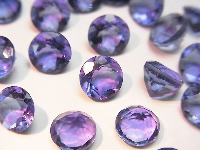 [Video] High Quality Color Change Fluorite AAA Loose stone Round Faceted 6x6x4mm 2pcs