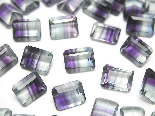 [Video] High Quality Bi-color Fluorite AAA Loose stone Rectangle Faceted 9x7x4.5mm 1pc