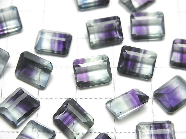 [Video] High Quality Bi-color Fluorite AAA Loose stone Rectangle Faceted 10x8x5mm 1pc