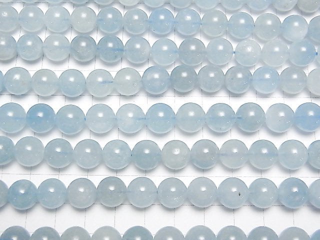 [Video] Aquamarine AAA- Round 10mm half or 1strand beads (aprx.15inch / 38cm)