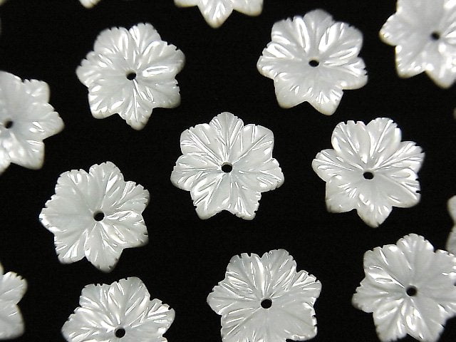 [Video] Mother of Pearl MOP White Flower 10mm Center Hole 4pcs