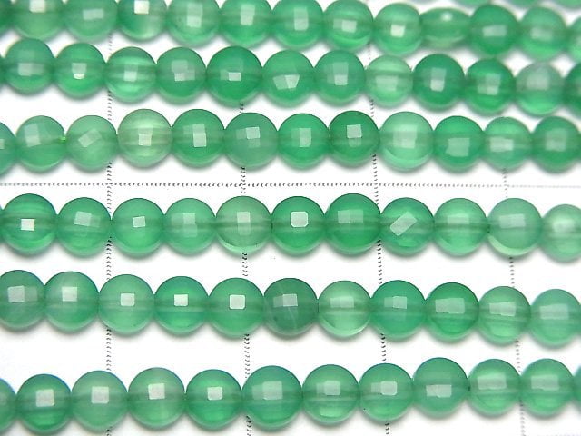 High Quality! Green Onyx AAA- Faceted Coin 4x4x2mm 1strand beads (aprx.15inch / 37cm)