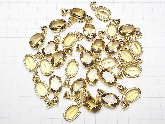 [Video] High Quality Citrine AAA Oval Faceted Pendant 18x13mm 18KGP 1pc