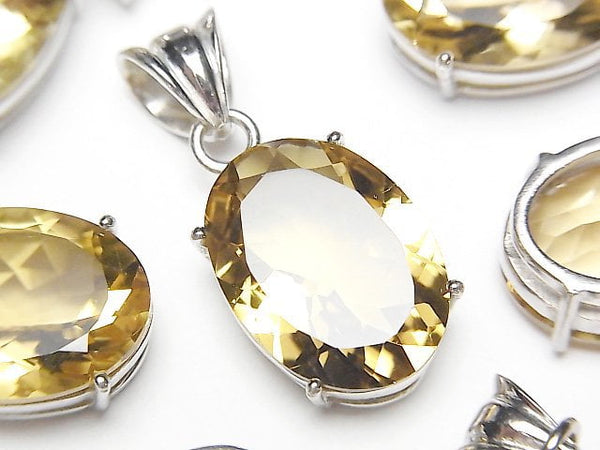 [Video] High Quality Citrine AAA Oval Faceted Pendant 18x13mm Silver925 1pc