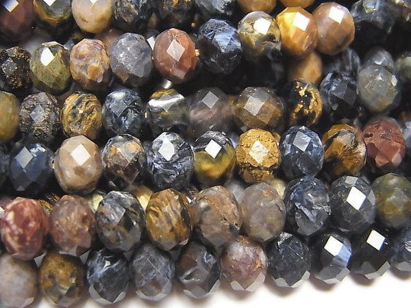 [Video] High Quality! Pietersite AAA- Faceted Button Roundel 7x7x5mm 1strand beads (aprx.15inch / 36cm)