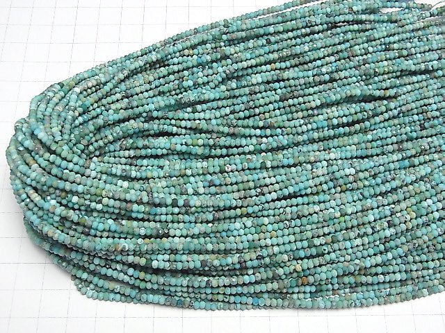 [Video] High Quality! Turquoise AA Faceted Button Roundel 3x3x2mm 1strand beads (aprx.15inch / 37cm)