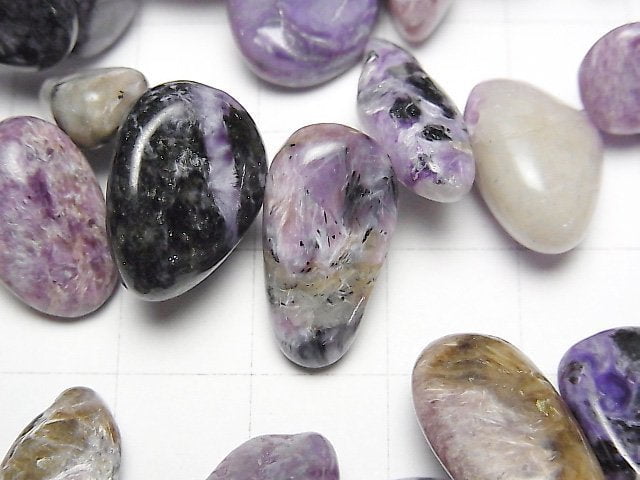 [Video] Charoite AA Flat Nugget Top Side Drilled Hole 1strand beads (aprx.14inch / 35cm)