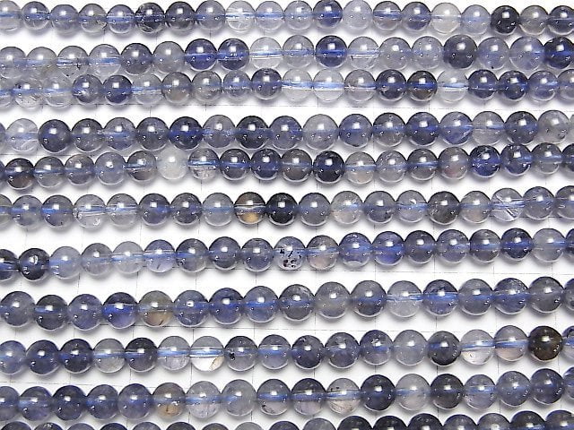 [Video] Iolite AA++ Round 6mm half or 1strand beads (aprx.15inch / 37cm)