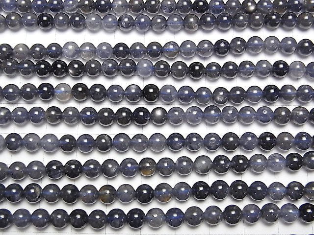 [Video] Iolite AA+ Round 6mm half or 1strand beads (aprx.15inch / 36cm)
