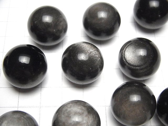 [Video] Silver Obsidian AAA Sphere, Round 20mm 1pc
