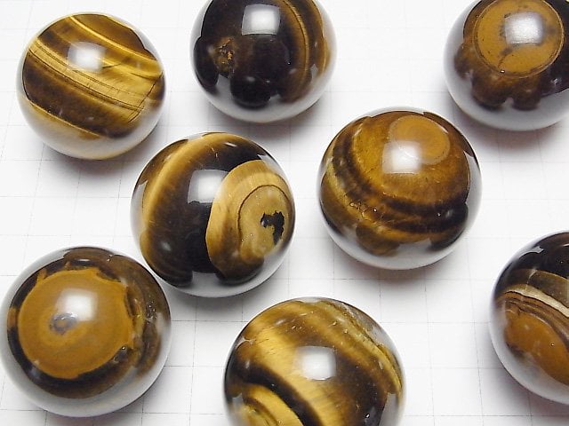 [Video] Yellow Tiger's Eye AA++ Sphere, Round 35mm 1pc