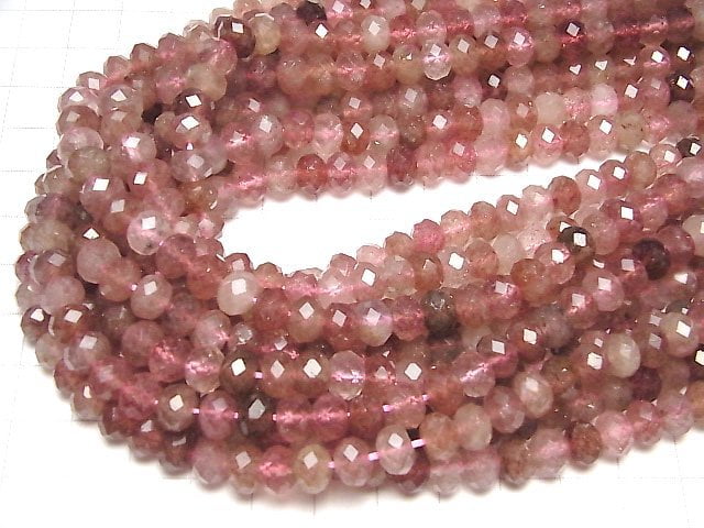 [Video] High Quality! Pink Epidote AA++ Faceted Button Roundel 8x8x5.5mm half or 1strand beads (aprx.15inch / 37cm)