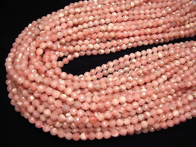 [Video] High Quality! Argentina Rhodochrosite AA+ Faceted Round 5mm 1strand beads (aprx.15inch / 36cm)