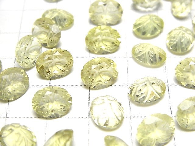 [Video] High Quality Lemon Quartz AAA Carved Oval Faceted 10x8mm 3pcs