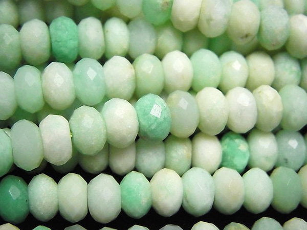 [Video] High Quality! Chrysoprase AA+ Faceted Button Roundel 8x8x5mm half or 1strand beads (aprx.15inch / 38cm)