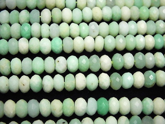 [Video] High Quality! Chrysoprase AA+ Faceted Button Roundel 8x8x5mm half or 1strand beads (aprx.15inch / 38cm)