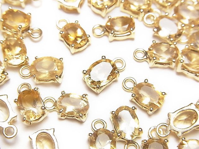 [Video] High Quality Citrine AAA Bezel Setting Oval Faceted 7x5mm 18KGP 2pcs