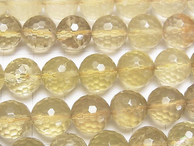 [Video] Lemon Quartz AA++ 128Faceted Round 12mm half or 1strand beads (aprx.15inch / 37cm)
