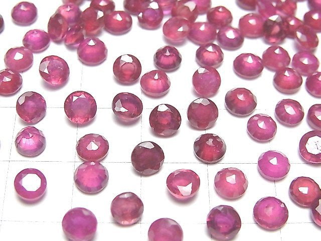 [Video] Ruby AA++ Loose stone Round Faceted 5x5mm 5pcs