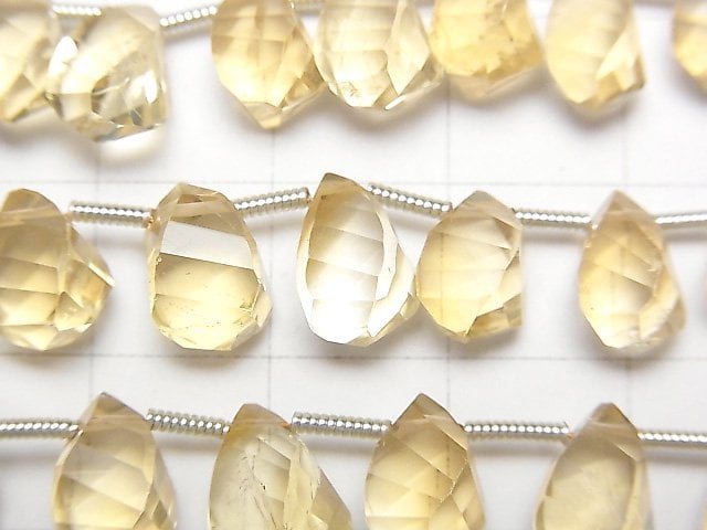 [Video] High Quality Citrine AAA- Drop 4Faceted Twist Faceted Briolette half or 1strand beads (aprx.7inch / 18cm)