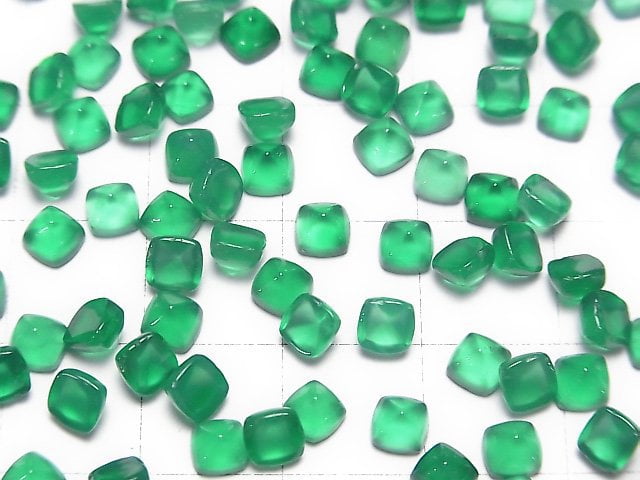 [Video] High Quality Green Onyx AAA Sugarloaf Cut 4x4mm 5pcs