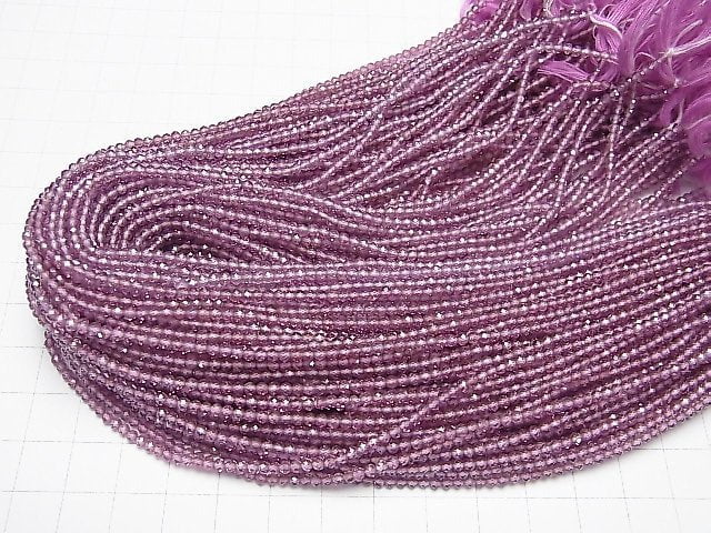 [Video] High Quality! Rhodolite Garnet AAA Faceted Round 2.5mm 1strand beads (aprx.13inch / 31cm)
