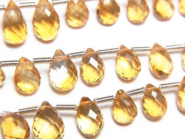 [Video] High Quality Citrine AAA Pear shape Faceted Briolette half or 1strand beads (aprx.7inch / 18cm)