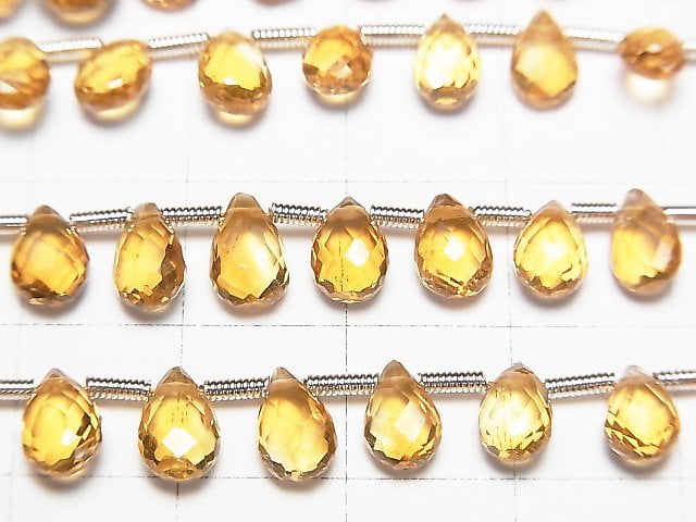 [Video] High Quality Citrine AAA Pear shape Faceted Briolette half or 1strand beads (aprx.7inch / 18cm)