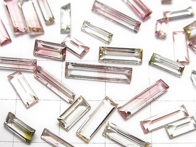 [Video] High Quality Bi-color Tourmaline AAA Rectangle Faceted 5pcs