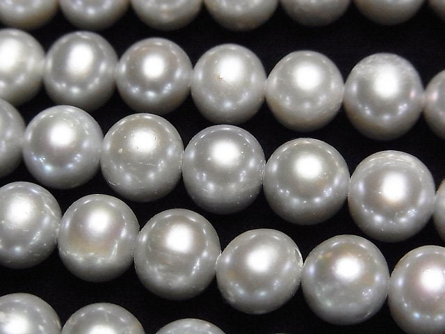[Video] Fresh Water Pearl AA Semi Round-Potato 8mm Silver 1strand beads (aprx.15inch / 37cm)