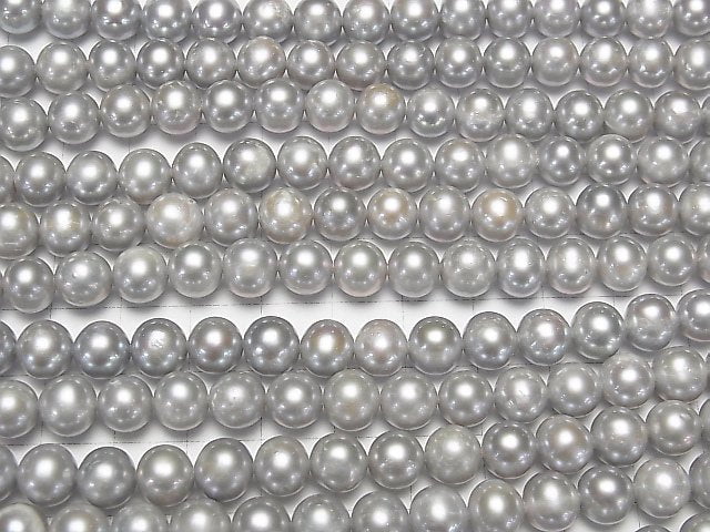 [Video] Fresh Water Pearl AA Semi Round-Potato 8mm Silver 1strand beads (aprx.15inch / 37cm)