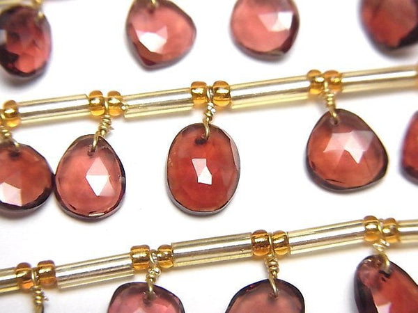 [Video] High Quality Mozambique Garnet AAA Free Form Single Sided Rose Cut 1strand (18pcs)