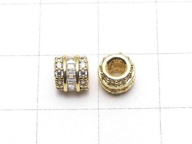 Metal parts Roundel (Tube) 6x6.5x6.5mm Gold color (with CZ) 1pc