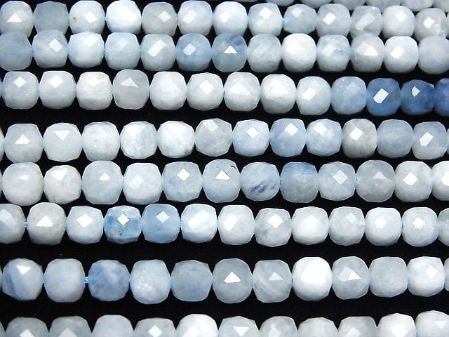 [Video] High Quality! Aquamarine AA+ Cube Shape 6x6x6mm half or 1strand beads (aprx.15inch / 36cm)