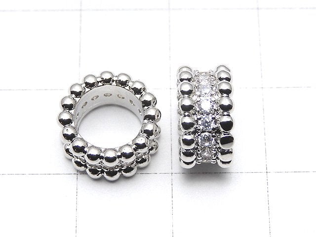 Metal parts Roundel 11x11x6mm Silver color (with CZ) 1pc