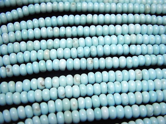[Video] Magnesite Turquoise Roundel 4x4x2mm 1strand beads (aprx.15inch / 38cm)