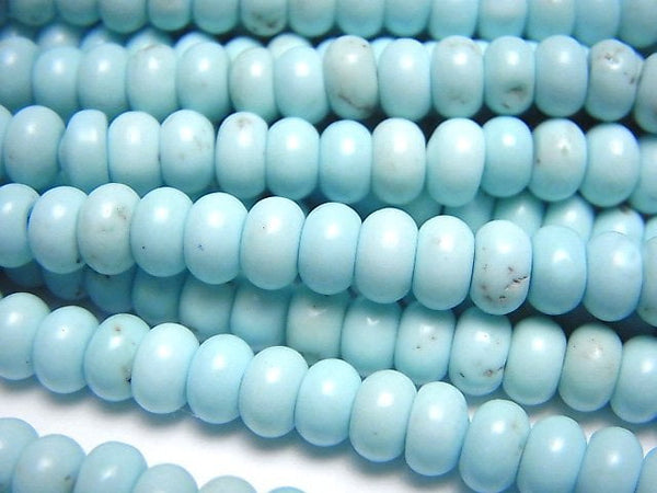 [Video] Magnesite Turquoise Roundel 6x6x3.5mm 1strand beads (aprx.15inch / 36cm)