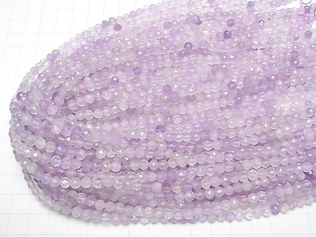 [Video] High Quality! Light Color Amethyst AA++ Faceted Round 5mm 1strand beads (aprx.15inch / 37cm)