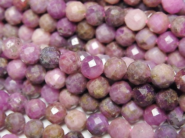 [Video] High Quality! Ruby AA Faceted Round 6mm half or 1strand beads (aprx.15inch / 37cm)