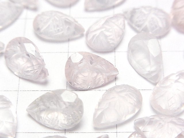 [Video] High Quality Rose Quartz AAA Carved Pear shape Faceted 12x8mm 4pcs