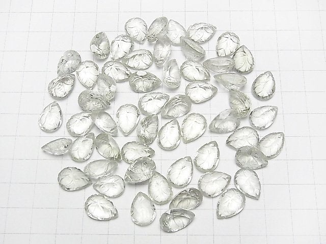 [Video] High Quality Green Amethyst AAA Carved Pear shape Faceted 14x10mm 2pcs