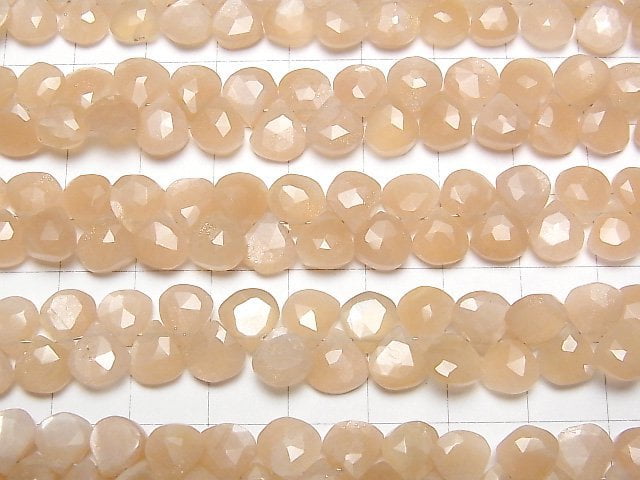 [Video] High Quality Peach Moonstone AA++ Chestnut Faceted Briolette half or 1strand beads (aprx.7inch / 18cm)